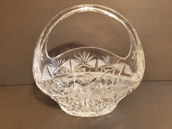 Very Pretty Large Vintage Cut Crystal Basket Candy Dish Bowl