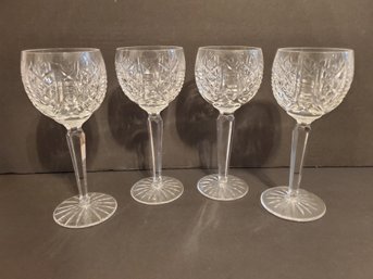 Four Vintage Waterford Clare Cut Crystal 7 5/8' Hock Wine Glasses