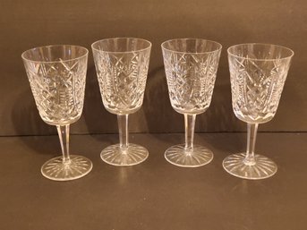 Four Vintage Waterford Clare Cut Crystal 7' Water Glasses