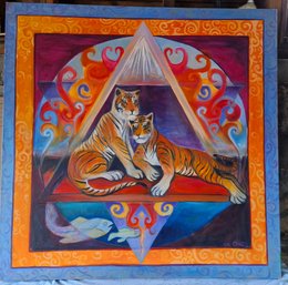 TIGER KING OIL PAINTING 48' UNFRAMED