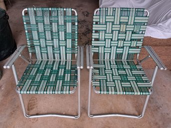 Pair Of Vintage Aluminum Lawn Chairs