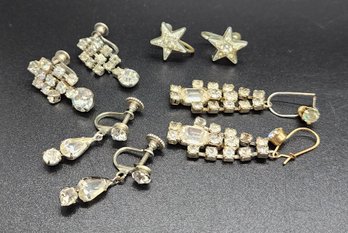 4 Pair Of Vintage Silvertone Earrings