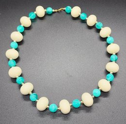 Vintage Blue & White Beaded Necklace
