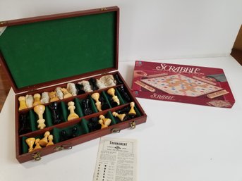 Vintage Lowe Chess And MB Scrabble Board Games