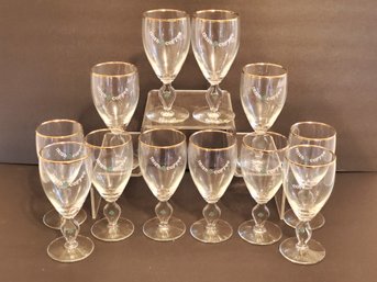 Twelve Vintage Irish Coffee Gold Rimmed Stemware Glasses