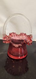 Fenton Cranberry Glass Basket