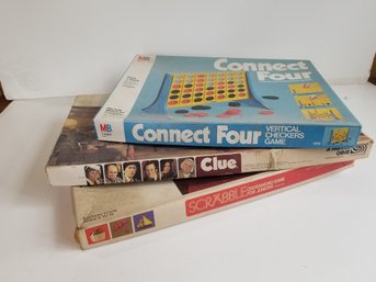 Vintage Board Games - CLUE, Connect Four, Scrabble Crosswords