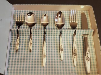 Vintage MCM ONEIDA Six Piece Children's Toddler's Stainless Steel Flatware In Cute Presentation Card - NOS