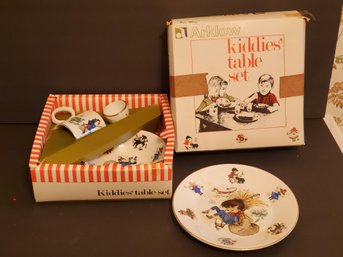 NOS Vintage MCM Arklow Ironstone Kiddies Table Set - Child's Dinnerware - Made In Ireland