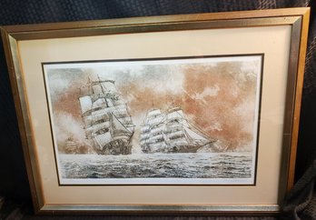 Amazing Signed Paul Geygan Artist Proof Nautical Scene 32' X 34'