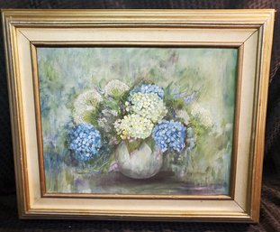 Original Beautiful Hydrangea Signed Oil Painting Dale Chuddy 1982