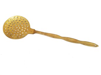 Vintage 20.5' Rustic Solid Brass Skimmer/Strainer Slotted Spoon