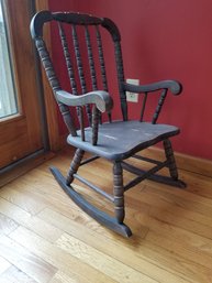 Antique Child's Rocking Chair With Turned Spindles