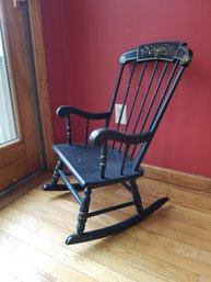 Vintage Oak Hill Black Painted Child's Rocking Chair Made In New Hampshire
