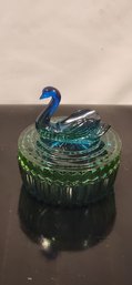 Blue/green Glass Trinket Box