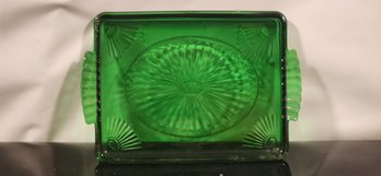 Vintage Green Glass Platter