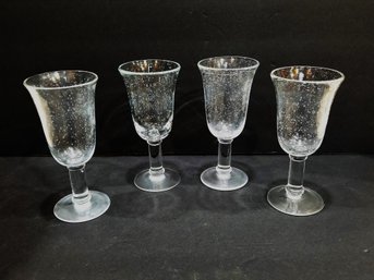 Set Of 4 Artland Handcrafted Fizz Clear Bubble Water/wine Goblets