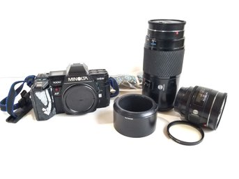 Vintage Minolta 7000 35mm Camera & Lenses, Untested -Includes New Strap