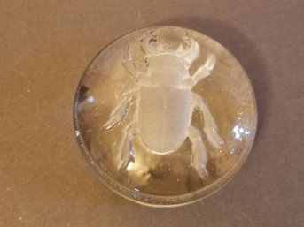 Vintage Goebel West Germany Frosted Scarab Beetle Clear Crystal Glass Paperweight