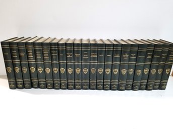 1969 Vintage Set Of Twenty Two Green Leather Bound Harvard Classics Hardcover Books
