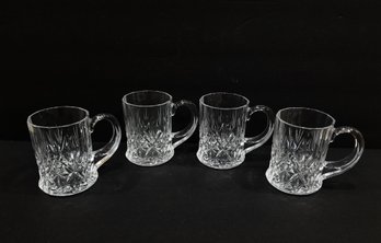 Vintage Set Of 4 Beautiful Lead Crystal 8 Oz. Coffee Mugs