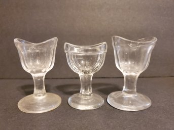 Three Vintage Eye Wash Glass Stemmed Cups