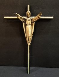 Vintage Unique 15' Brass & Wood Wall Crucifix