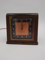 Vintage Art Deco Era Telechron 'The Pharaoh' Electric Desk Clock- Wood Case