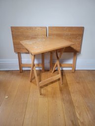 Folding Tables. Set Of 3 . Solid Oak - - - - - - - - - - - - - - - - - - - - - - --- - - - - - - Loc: Closet