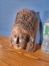 Balinese Wood Carving.  Carved Mid Century Modern Mask.  Solid Wood. MCM
