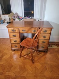 Oak Desk.  Small Writers Desk With Plenty Of Drawer Space.