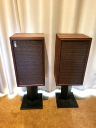 Two Vintage The Fisher XP-7 Speakers With Stands