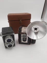 2 Vintage Cameras- Ricoh-flex And Argus