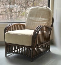 Heywood Wakefield Art Deco Rattan And Loose Cushion Armchair