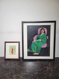 Dancing Women Framed Watercolor Pair. - - - - - - - - - - - - - - - - - - - - - - - - - - - -- Loc: Bin Wrappe