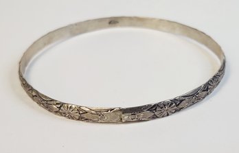 Vintage Sterling Silver Carved Bangle Bracelet