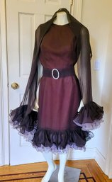 Eliette Designer Dress With Triple Layers Of Ruffles On Dress And Shawl