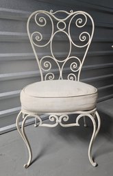 Set Of Four White-Painted Wrought Iron Dining Chairs