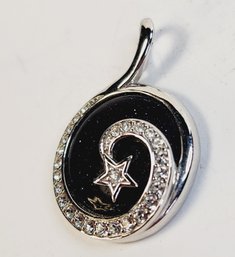 Pretty Sterling Silver  Dark Purple Gold Stone Studded Shooting Star Pendant