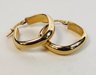 UNIQUE  14k Italian Yellow Gold Square Hoop Earrings