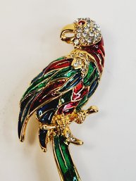 Gold Tone Multi  Colored Stone Parrot Pin/ Brooch