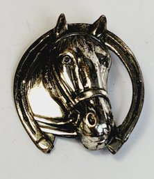 Vintage Danecraft 925 Sterling Silver Equestrian Horseshoe Horse Head Pin/brooch