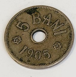 Antique 1905 Romania - 5 Bani Coin