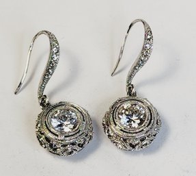 New Sterling Silver Studded Hanging Earrings