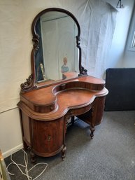 1920s Rococo-Style Mirrored Serpentine Front Vanity