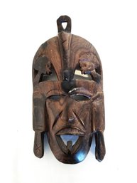 Unique Vintage African Tribal Hand-Carved Wood Mask