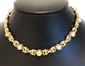 Lovely Vintage Women's TRIFARI Gold Tone & Clear Rhinestone Necklace - Stamped