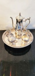 Vintage Silver-Plated Tea Set And Candle Holders