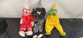 3 Vintage Clown Dolls