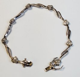 Unique Link Sterling Silver Studded Heart Bracelet